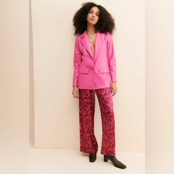 ANTHROPOLOGIE PINK HUTCH VEGAN LEATHER BLAZER SIZE SMALL - Picture 5 of 15